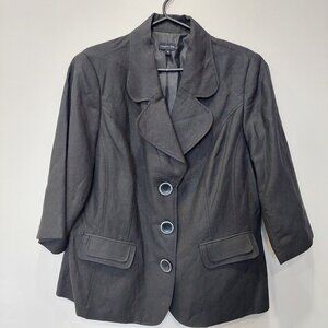 Chapter One  Ramie(Linen) Fabric 3/4 Sleeve  Black Blazer Jacket, Size 16